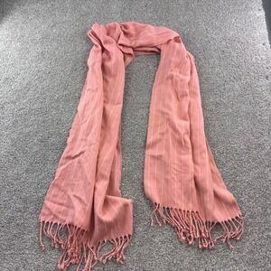 Abercrombie & Fitch Peach Striped Scarf Fringe Womens Cozy Wool‎ Blend Casual